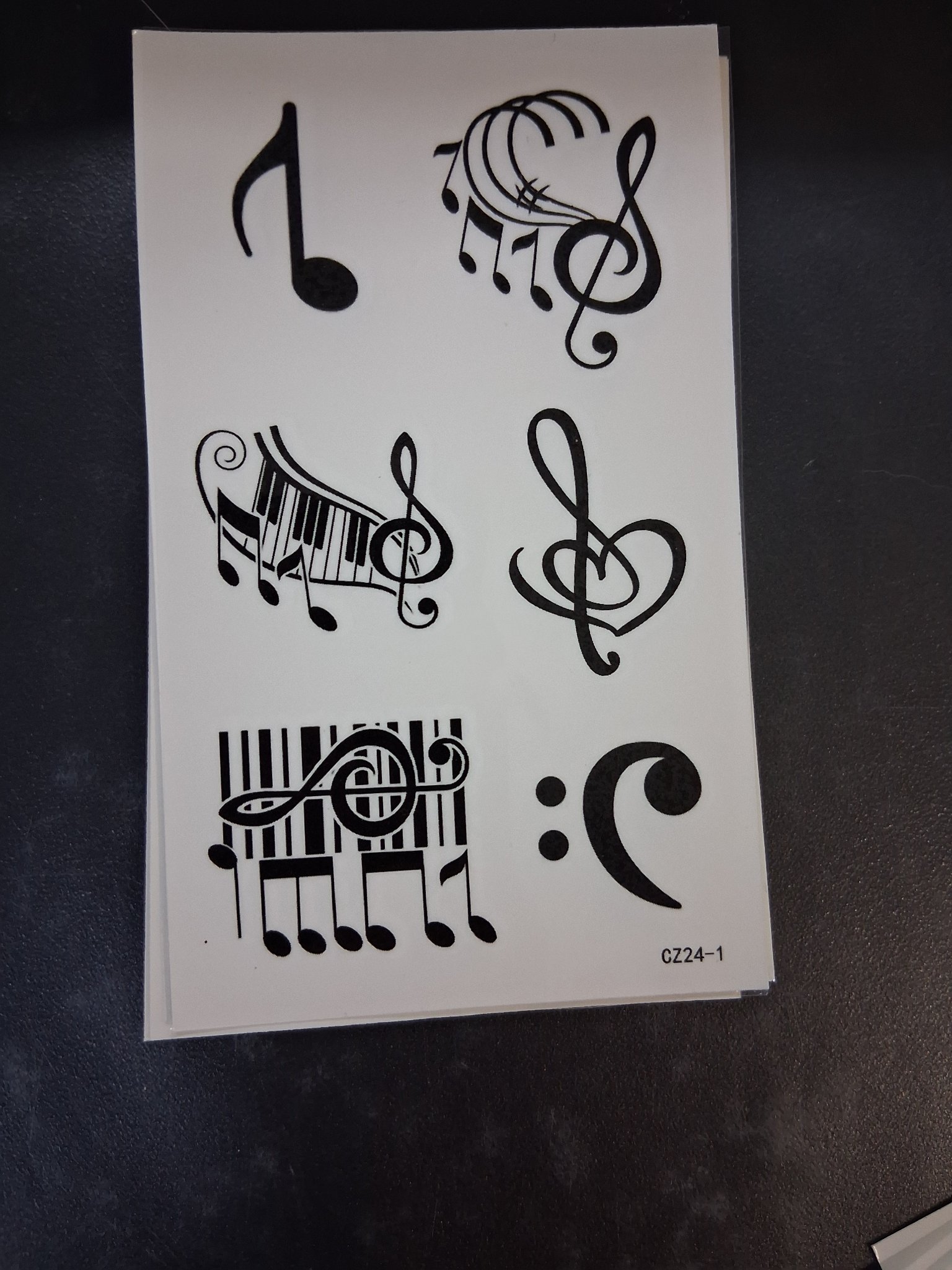 Temporary Tattoo — 39G Music Symbols 6-Pack (CZ24-1)